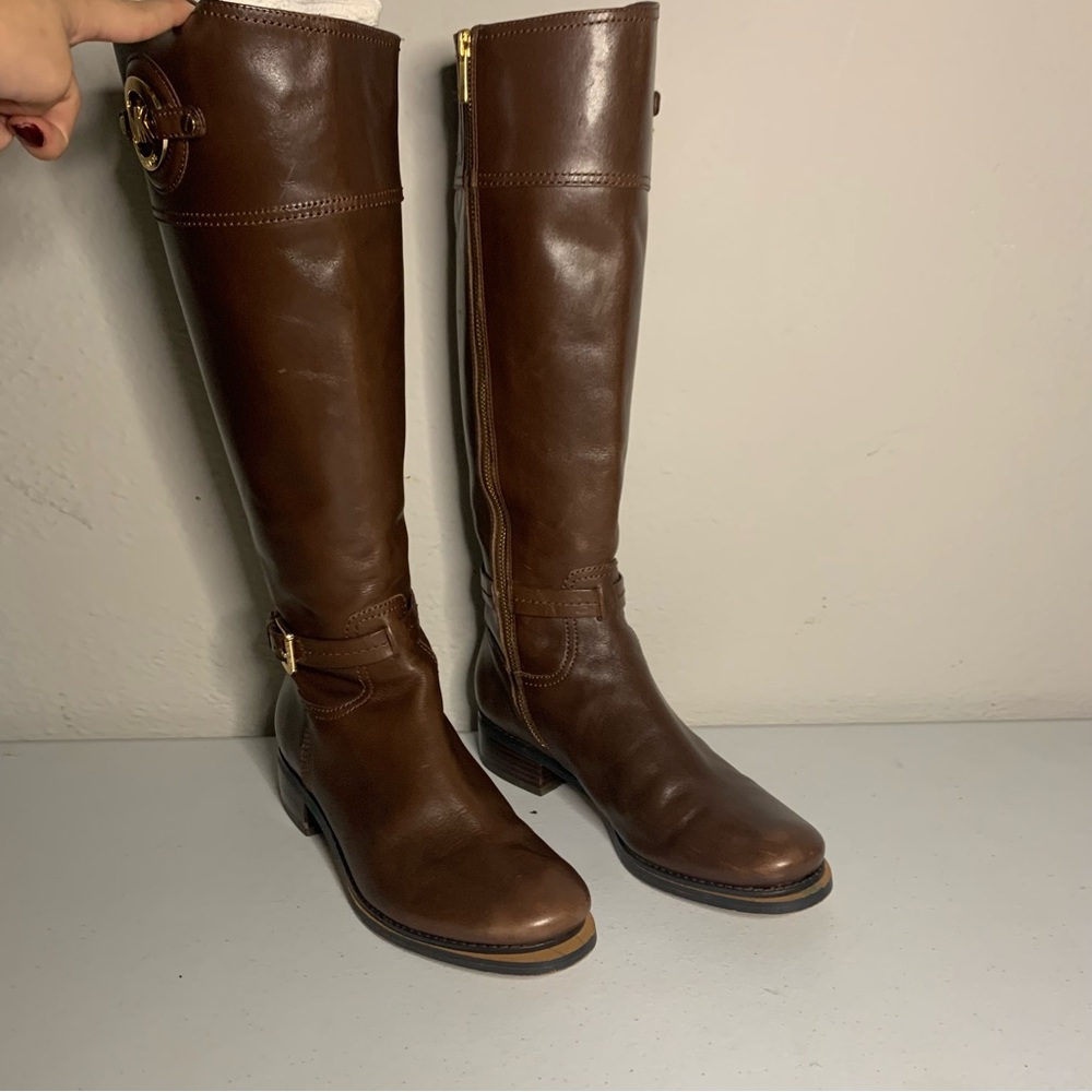 Michael Michael Kors Stockard Brown Leather Boots